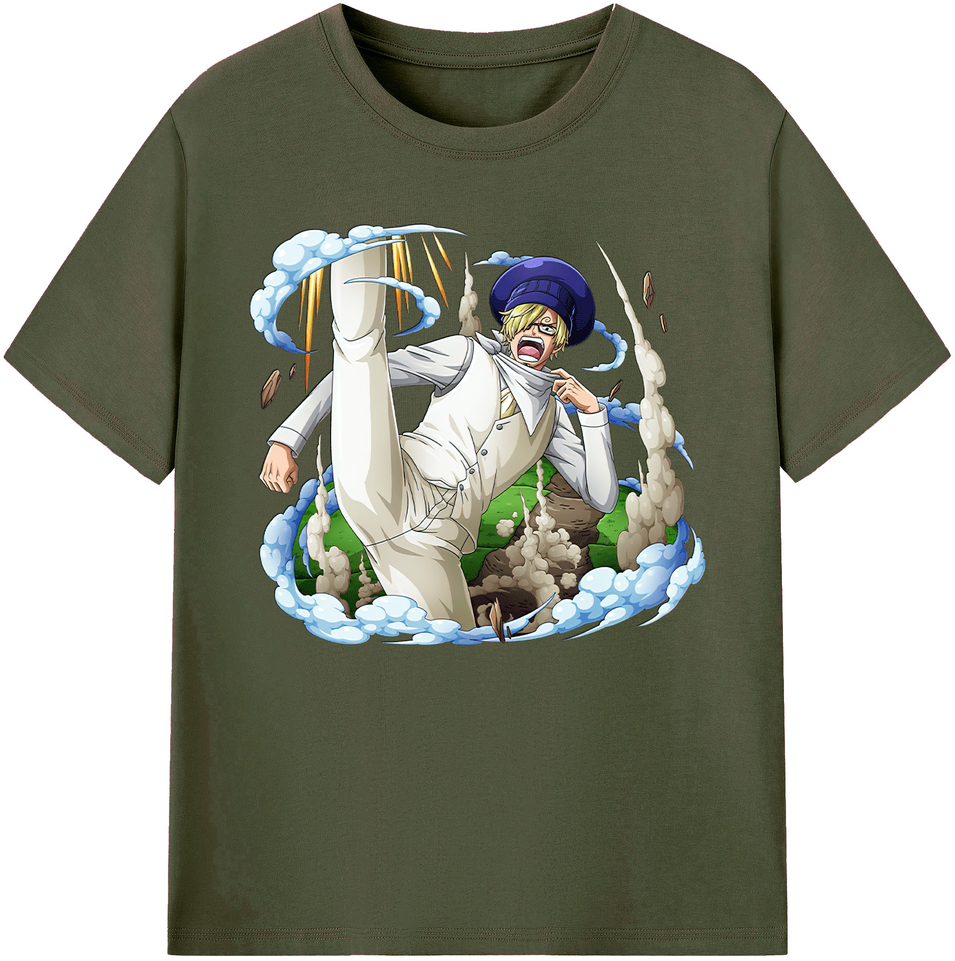 （画像用） ワンピース サンジ ONE PIECE Sanji 綿100％ メンズ半袖Tシャツ｜肌触りやわらか＆通気性